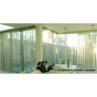 Beige cream color vertical soft texture thread stripes with transparent fabric poly sheer curtain