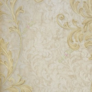 Gold brown beige color traditional vertical long swirls floral leaf texture gradient self design background home décor wallpaper