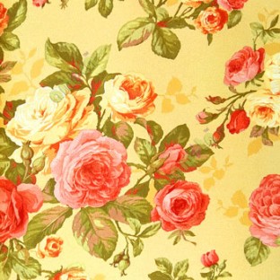 Maroon Pink color beautiful rose with green color small rose buds and green leaf with mustard yellow background wallpaper