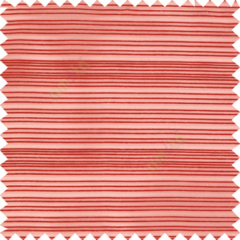 Red color horizontal chenille stripes texture finished with transparent polyester base fabric sheer curtain