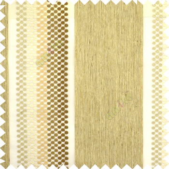 Brown beige grey color vertical zari embroidery chenille stripes with polka dots jute finished texture sheer curtain