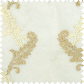 White beige cream color beautiful floral swirls embroidery patterns with transparent polyester background sheer curtain