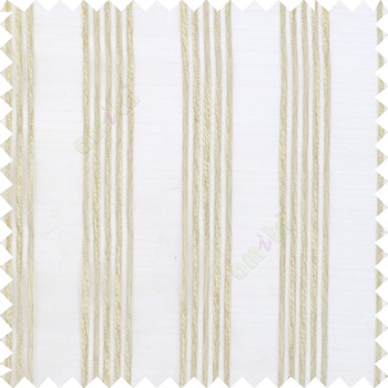 Beige cream color vertical soft texture thread stripes with transparent fabric poly sheer curtain