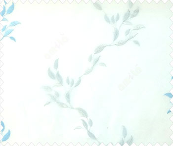Blue white color vertical floral flowing garland leaf pattern embroidery polyster sheer curtain