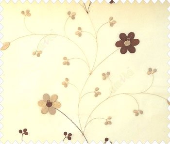 Brown beige color vertical floral flowing garland leaf pattern embroidery polyster sheer curtain