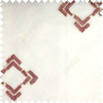 Mehroon white gold color geometric square shapes sharp edge angles texture embroidery patterns with transparent fabric sheer curtain