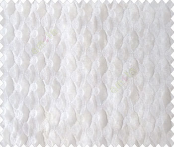 Pure white on white base honeycomb like design continuous embroidery sheer curtain