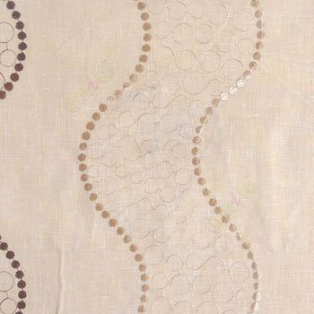 Brown beige color vertical flowing waves geometric circles polka ball chain waves cotton finished sheer curtian