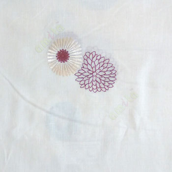 Red cream beige color marigold flower floral pattern cotton finished sheer curtain