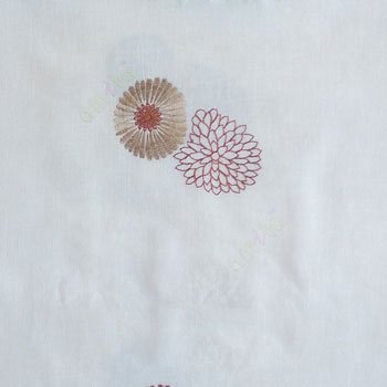 Orange cream beige color marigold flower floral pattern cotton finished sheer curtain