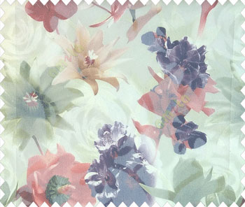 Maroon brown beige purple green cream color calla lily flower rose and different types of flower pattern watercolor print net finished texture soft sheer curtain