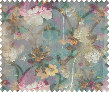 Maroon cream green brown orange yellow color rose leaf daisy flower small flower bunch beautiful flower collection pattern watercolor print net finished soft texture sheer curtain