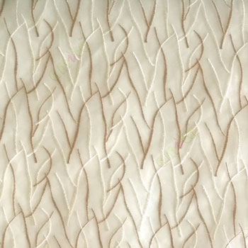 Abstract beige cream color design twig bend stick embroidery vertical trendy lines polyester sheer curtain