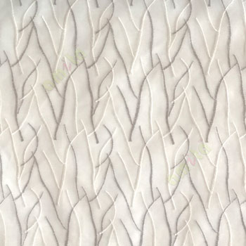 Abstract grey cream white color design twig bend stick embroidery vertical trendy lines polyester sheer curtain