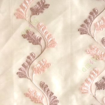 Purple pink color vertical flowing swirl traditional floral pattern wave design small flowing paisley pattern embroidery polyester sheer curtain