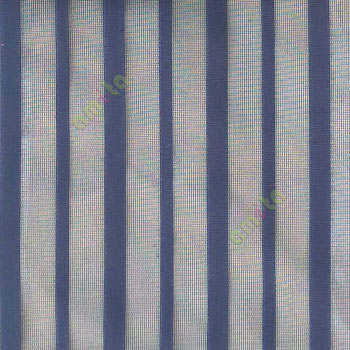 Blue color vertical pencil stripes net finished vertical and horizontal thread crossing checks poly sheer curtain
