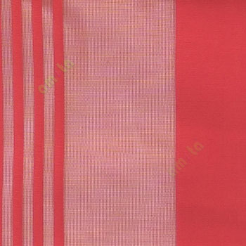 Red color vertical pencil and bold stripes net finished vertical and horizontal checks line poly fabric sheer curtain