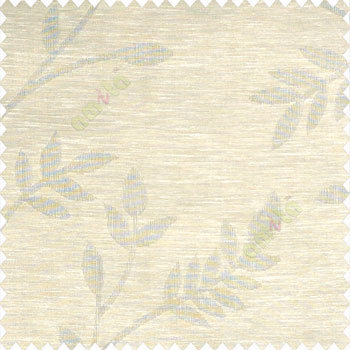 Beige color beautiful self design long leaf twig flowing plants traditional look poly fabric sheer curtain