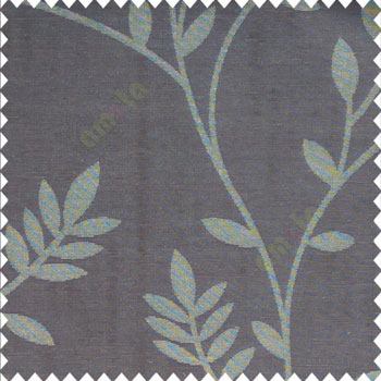 Black and silver color beautiful self design long leaf twig flowing plants traditional look poly fabric sheer curtain