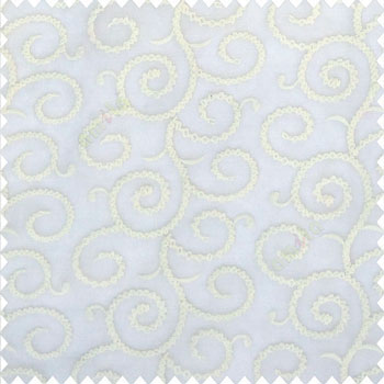 Pure white color traditional designs zigzag weaving patterns swirls tendril flower buds floral branches embroidery soft thread work poly fabric sheer curtain