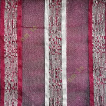 Maroon cream color vertical bold stripes with texture transparent surface with stripe border lace design vertical lines sheer fabric