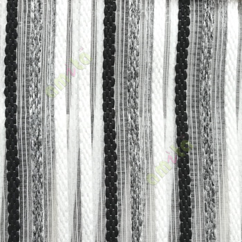 Black white grey color vertical embroidery soft finished stripes sheer curtain