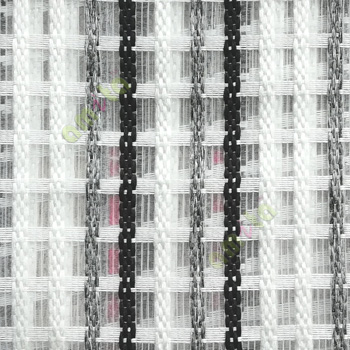 Black white grey finished vertical and horizontal stripes embroidery weaving pattern sheer curtain