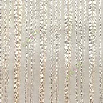Cream color vertical stripes with transparent net fabric texture finished sheer curtain