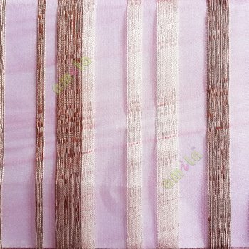 Pink cream brown color vertical bold stripes straight lines transparent net background sheer fabric