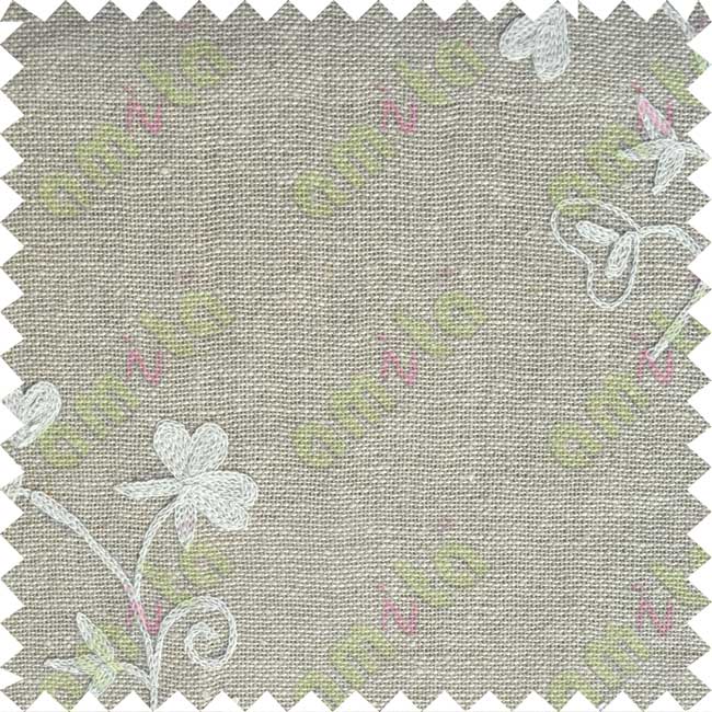 Brown with white floral embroidery sheer cotton curtain designs