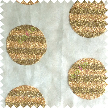 Green gold color geometric circles shapes texture finished embroidery designs with transparent background horizontal stripes sheer curtain