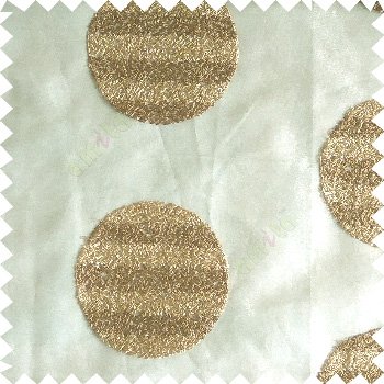 Gold color geometric circles shapes texture finished embroidery designs with transparent background horizontal stripes sheer curtain