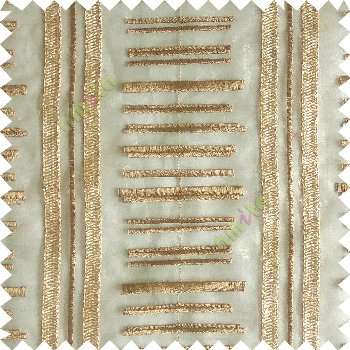 Gold color horizontal and vertical embroidery stripes with transparent background sheer curtain