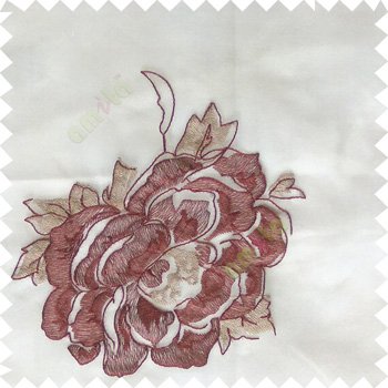 Maroon white beige color big flower designs texture patterns with thick polyester base fabric sheer curtain