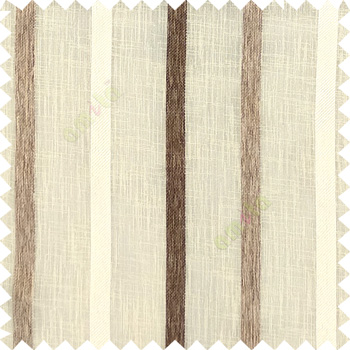 Beige cream brown color vertical thick texture stripes horizontal lines with polyester transparent fabric sheer curtain