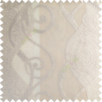 Beige color traditional beautiful flower design swirl leaves small texture dots with polyester honeycomb transparent net finished base fabric sheer curtain