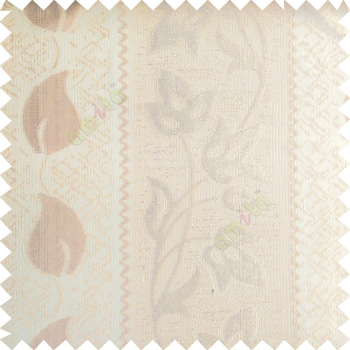 Beige color beautiful flower design vertical texture parallel lines honeycomb base pattern with transparent net fabric sheer curtain