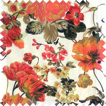 Red brown black white color beautiful flower small Japanese leaves flower buds with transparent net finished base fabric sheer curtain