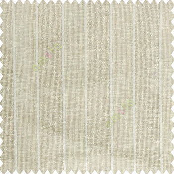 Beige color vertical bold stripes texture finished with transparent net fabric pencil parallel lines polyester sheer curtain