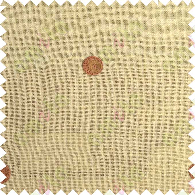 Peach with brown polka dots embroidery sheer cotton curtain designs