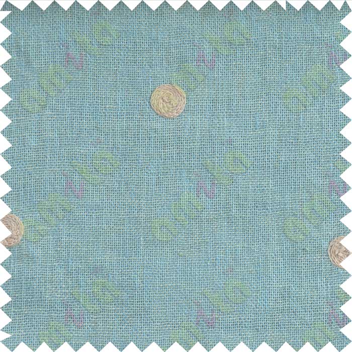 Aqua with green polka dots embroidery sheer cotton curtain designs