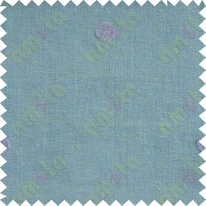 Turquoise with blue polka dots embroidery sheer cotton curtain designs