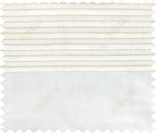 Beige white beige color horizontal stripes poly main curtain - 103602