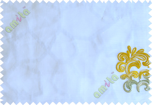 Blue yellow white motif poly sheer curtain designs
