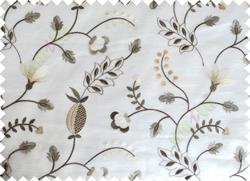 White Grey Beige Tapeter Rusta Design with Transparent Background Polycotton Sheer Curtain-Designs