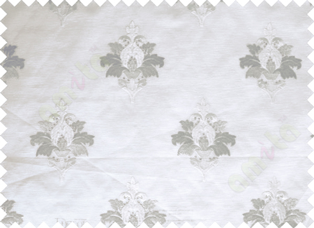 White Grey Natural Dew Drops on Floral Pattern with Transparent Background Polycotton Sheer Curtain-Designs