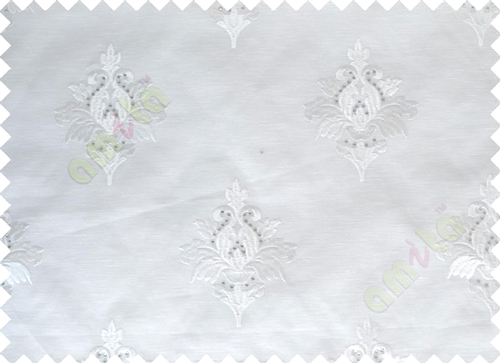 Pure White Natural Dew Drops on Floral Pattern with Transparent Background Polycotton Sheer Curtain-Designs