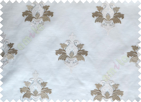 Pure White Brown Natural Dew Drops on Floral Pattern with Transparent Background Polycotton Sheer Curtain-Designs