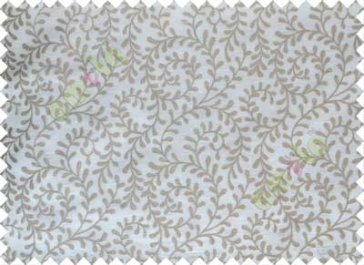 White Beige Color Vine Creeper Pattern with Transparent Background Polycotton Sheer Curtain-Designs