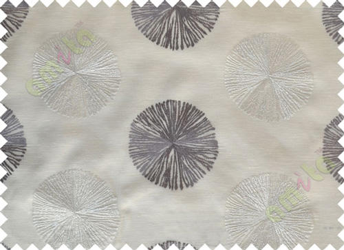 Beige Purple Gold Color Geometric Emb Design with Transparent Background Polycotton Sheer Curtain-Designs